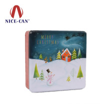 With CMYK Printing Square Shape Christmas Gift Box Tins Metal Food Boxes For Sale